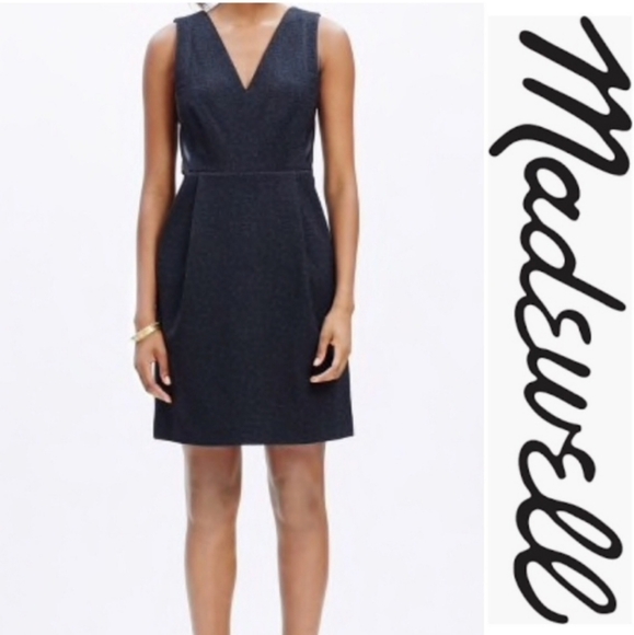 Madewell GRAY Ponte Knit Sheath Dress leather panel Jumper sz 4 Career - Picture 3 of 17